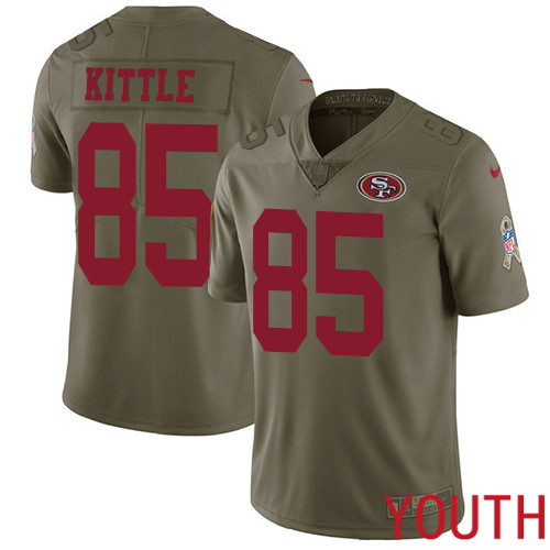 San Francisco 49ers Limited Olive Youth George Kittle NFL Jersey #85 2017 Salute to Service